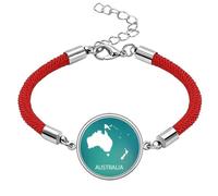 Australia Oceania Continent Outline Map Lucky Red String Bracelet Rope Bracelet Handmade