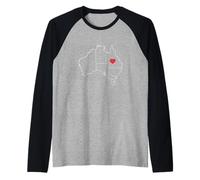 Australia Outline Map Heart Raglan Baseball Tee