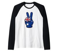 Australia Peace Sign Hand Patriotic Aussie Country Flag Raglan Baseball Tee