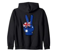 Australia Peace Sign Hand Patriotic Aussie Country Flag Zip Hoodie