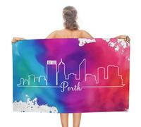 Australia Perth Beach Towels Cotton 31x51 Inch Colorful City Skyline Travel Towel for Beach Spa Travel Cruises Gym Pre-Washed Fade Resistant Sand Free
