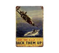 Australia RAAF Recruiting Hudson Bomber 1940s, WWII Fun Retro Tin Sign Metal Tin Sign Wall Decor For Home Cafes Pubs Club Man Cave Sign Gift Plaque Metal Tin 12 X 8 INCH For Men Women