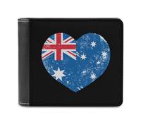 Australia Retro Heart Flag Men's Bifold Wallet Slim Cash Card Holder Leather Purse