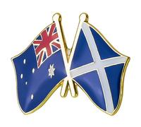 Australia & Scotland Australian Scottish Friendship Flag Enamel Lapel Pin Badge - 2.4cm x 1.9cm - Crossed National Flags Hard Enamel Diplomatic Pin