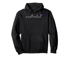 Australia Script Font and Australian Flag Heart Pullover Hoodie