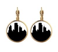 Australia Skyscrapers and Sydney Opera Gold Clip On Drop Earrings Non Piercing Dangle Jewelry