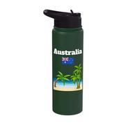 Australia Souvenir Beach Lover Palm Trees Australian Flag Stainless Steel Insulated Water Bottle