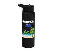 Australia Souvenir Beach Lover Palm Trees Australian Flag Stainless Steel Insulated Water Bottle