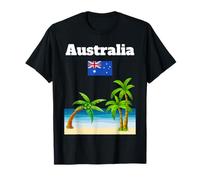 Australia Souvenir Beach Lover Palm Trees Australian Flag T-Shirt