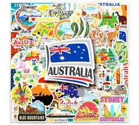 Australia Stickers 50Pcs Waterproof Cute Australian Landscape Sticker for Water Bottle Skateboard Computer Laptop Car Bike Luggage Phone Guitar,Vinyl Funny Travel Sticker for Adults Teens