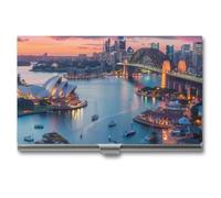 Australia Sydney Bridge Cityscape Skyline Business Card Holder Metal Wallet Credit Card ID Case for Men Women
