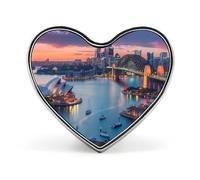 Australia Sydney Bridge Cityscape Skyline Love Heart Badge Metal Pins Brooches Lapel Pins for Clothing Decoration