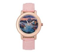 Australia Sydney Bridge Cityscape Skyline Women's PU Leather Strap Watch Analog Quartz Watch Casual Wristwatch for Home Work