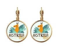 Australia Sydney Opera House and Giraffe Gold Clip On Drop Earrings Non Piercing Dangle Jewelry