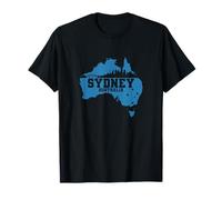 Australia Sydney Skyline and Map Outline T-Shirt