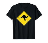 Australia Traffic Road Warning Sign Yellow Kangaroo Value Graphic T-Shirt, Men, Black, L