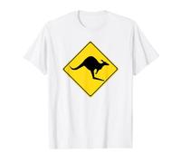 Australia Traffic Road Warning Sign Yellow Kangaroo Value Graphic T-Shirt, Men, White, S