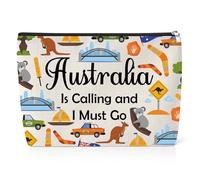 Australia Trip Gift Makeup Bag Funny Traveler Gift Australia Vacation Gifts Travel Themed Gifts for Friend Sister Cosmetic Bag Traveling Graduation Birthday Presents Travel Zipper Pouch
