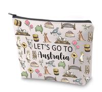 Australia Trip Travel Case Australia Travel Gift Australia Vacation Gift Let's Go to Australia Makeup Bag with Zipper Australia Souvenir (Australia)