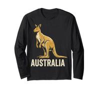 Australia Vintage Kangaroo with Aboriginal Dot Art Style Long Sleeve T-Shirt