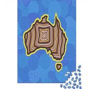 Australian Aboriginal Dot Painting 1000 Piece Jigsaw Puzzle, Global Monument Landscape, Interlocking Paper Pieces, for Puzzle Lovers, Gift Idea, 52x38cm/1000pcs