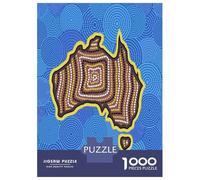 Australian Aboriginal Dot Painting Jigsaw Puzzle 1000 Pieces, Landmark Urban View, Thick Cardboard Pieces for Puzzle Lovers, Relaxing Challenge, 70x50cm/1000pcs