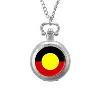 Australian Aboriginal Flag Classic Quartz Pocket Watch Vintage Men's Pocketwatch with Chain Christmas Gifts for Father Husband Boyfriend