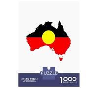 Australian Aboriginal Flag Map 1000 Piece Jigsaw Puzzle, Continental Street Poster, Screen-Free Fun, Interlocking Paper Pieces, Travel Gift for Home Décor Fans, 70x50cm/1000pcs