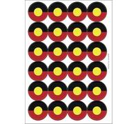 Australian Aboriginal Nation Flag Circular Matt Paper Stickers A4 Sheet of 24 (Each Sticker is 45mm Diameter)