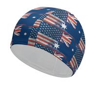 Australian And U.S.A Flag Elastic Swimming Cap Unisex Waterproof Bath Caps Lightweight Swim Hat Gifts for Swimmers