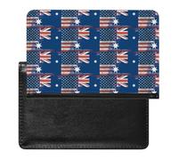 Australian and U.S.A Flag Leather Passport Holder ID Card Protector Portable Cover Case Travel Wallet for Men Women