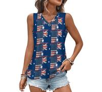 Australian and U.S.A Flag Summer Tank Top for Women Trendy V Neck Sleeveless Vest Tops Casual Basic Shirts
