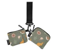 Australian Animals Plants Women's Card Cases Change Holder Small Detachable Change Purse Wallet with Wristle Strap for Men Women 2 Pcs, Australian Animals Plants, One Size