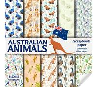 Australian animals scrapbook paper, 8.5x8.5, 10 Designs, 20 Double-Sided Sheets: Watercolor theme Scrapbooking Paper for Junk Journals, Decorative ... & Mixed Media, Origami, Collage & Card Making