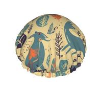 Australian Animals Shower Cap Reusable Waterproof Shower Bonnet for Women Men Elastic Band Bath Hair Hat Double Layered Washable Bath Cap for All Hairstyles, Travel-Friendly