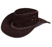 Australian Brown Western Style Cowboy Outback Real Suede Leather Aussie Bush Hat