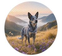 Australian Cattle Dog 1000pc Round Puzzle Depicting Pet Dog, Designed to Test Wits, Lovely for Cosy Nooks And Sheltered Spots 1000pcs (67.5x67.5cm)
