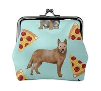 Australian Cattle Dog Blue and Red Heelers and Pizzas, PU Leather Coin Purse, Small Wallets, Change Pouch with Kiss Lock Clasp Buckle, Change Purse