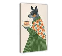 Australian Cattle Dog Coffee Floral Jacket Canvas Poster Bedroom Decor Landscape Office Room Decor Gift 20" L X 30" W