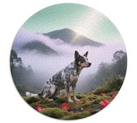 Australian Cattle Dog Mind-Stretching 1000-Piece Puzzle in A Round Format with Pet Dog, Lovely As A Gift, Perfect for Thoughtful Teenagers And Adults 1000pcs (67.5x67.5cm)