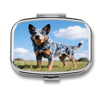 Australian Cattle Dog Pill Box 2-Compartment Portable Travel Square Pill Case Daily Pill Holder with Store Vitamins Pocket Medicine Organizer for Office Home Fish Oil