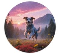 Australian Cattle Dog Premium 1000-Piece Puzzle in A Round Shape Featuring Pet Dog, Slightly Challenging, Looks Stunning on Any Tabletop 1000pcs (67.5x67.5cm)