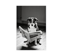 Australian Cattle Dog Reading A Newspaper Canvas Poster Bedroom Decor Landscape Decor Gift 12x18inch(30x45cm)