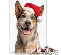 Australian Cattle Dog with Santa Hat Puzzle Premium 100% Recycled Board Paper Rectangular Jigsaw Puzzle for Boy Or Girl 1000pcs (38x26cm)