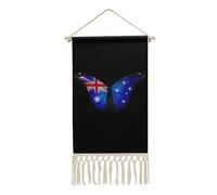Australian Flag Butterfly Hanging Wall Art Poster Cotton Linen Picture for Home Decor with Tassel
