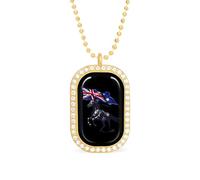 Australian Flag Horse Racing Funny Pendant Necklace for Women Personalized Fashion Jewelry Diamond Necklaces for Wedding Birthday Gold Silver