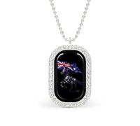 Australian Flag Horse Racing Funny Pendant Necklace for Women Personalized Fashion Jewelry Diamond Necklaces for Wedding Birthday Gold Silver