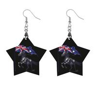 Australian Flag Horse Racing Novelty Women's Dangle Earrings Fashion Printed Wood Earring Drop Pendants Jewelry
