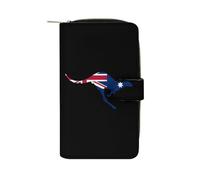 Australian Flag Kangaroo Womens Leather Long Wallet Fashion Card Holder Purse Clutch Handbag with Zip