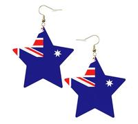 Australian Flag Leather Star Shaped Earrings Fashion Accessories Lightweight Festivals Parties Everyday Life